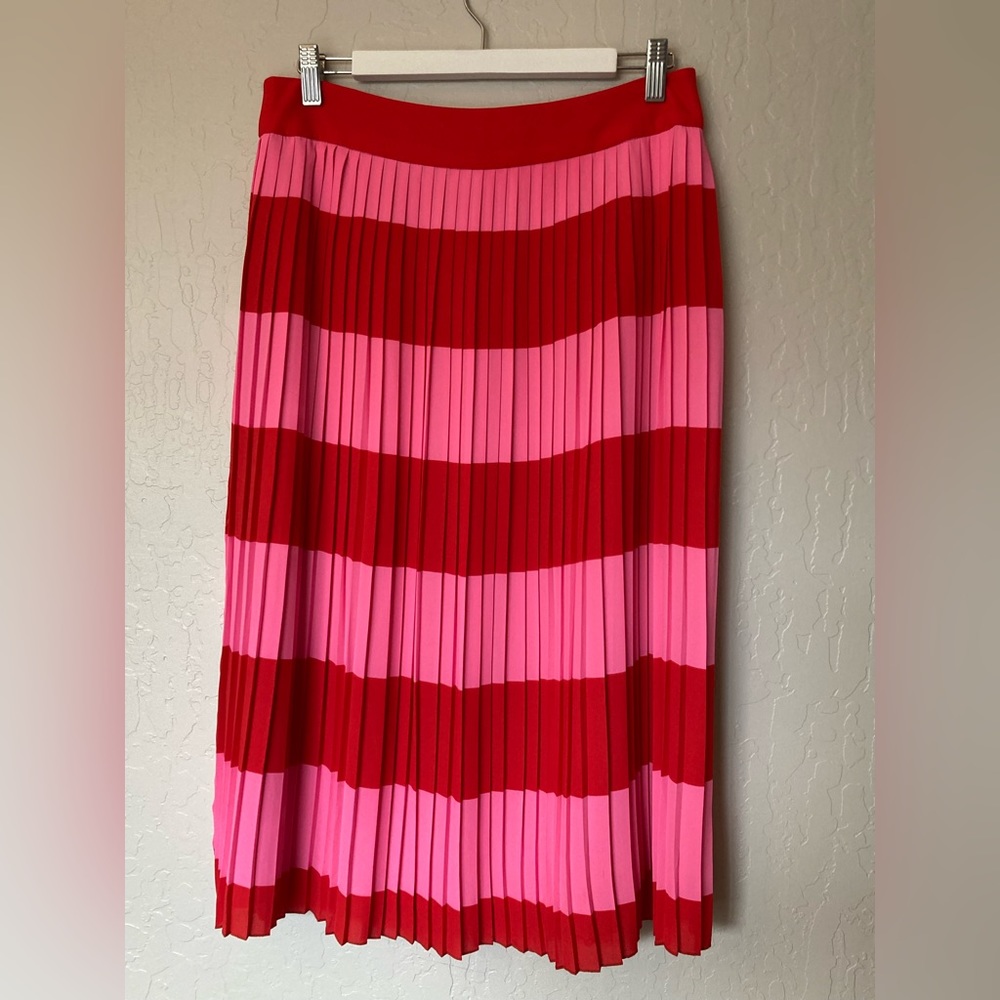 J.Crew Pink and Red pleated skirt